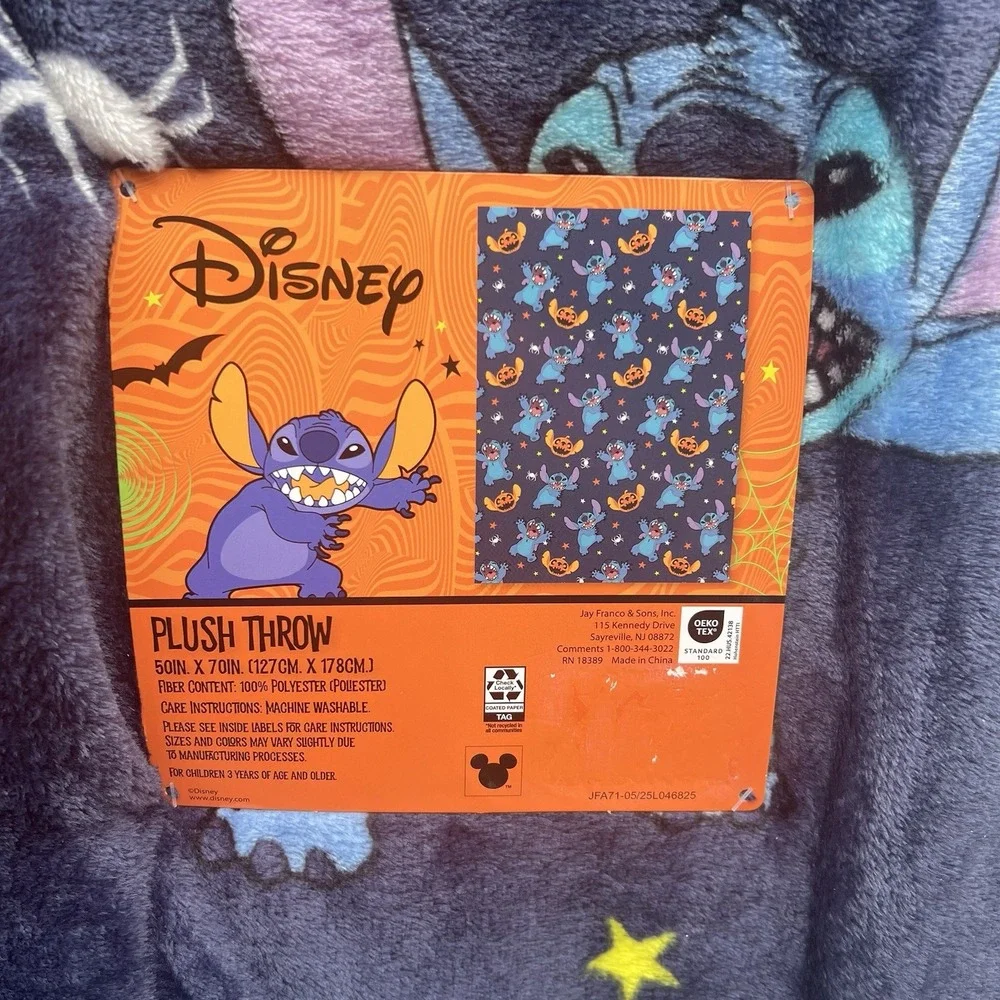 Disney Lilo & Stitch Halloween Blue Plush Throw Blanket 50